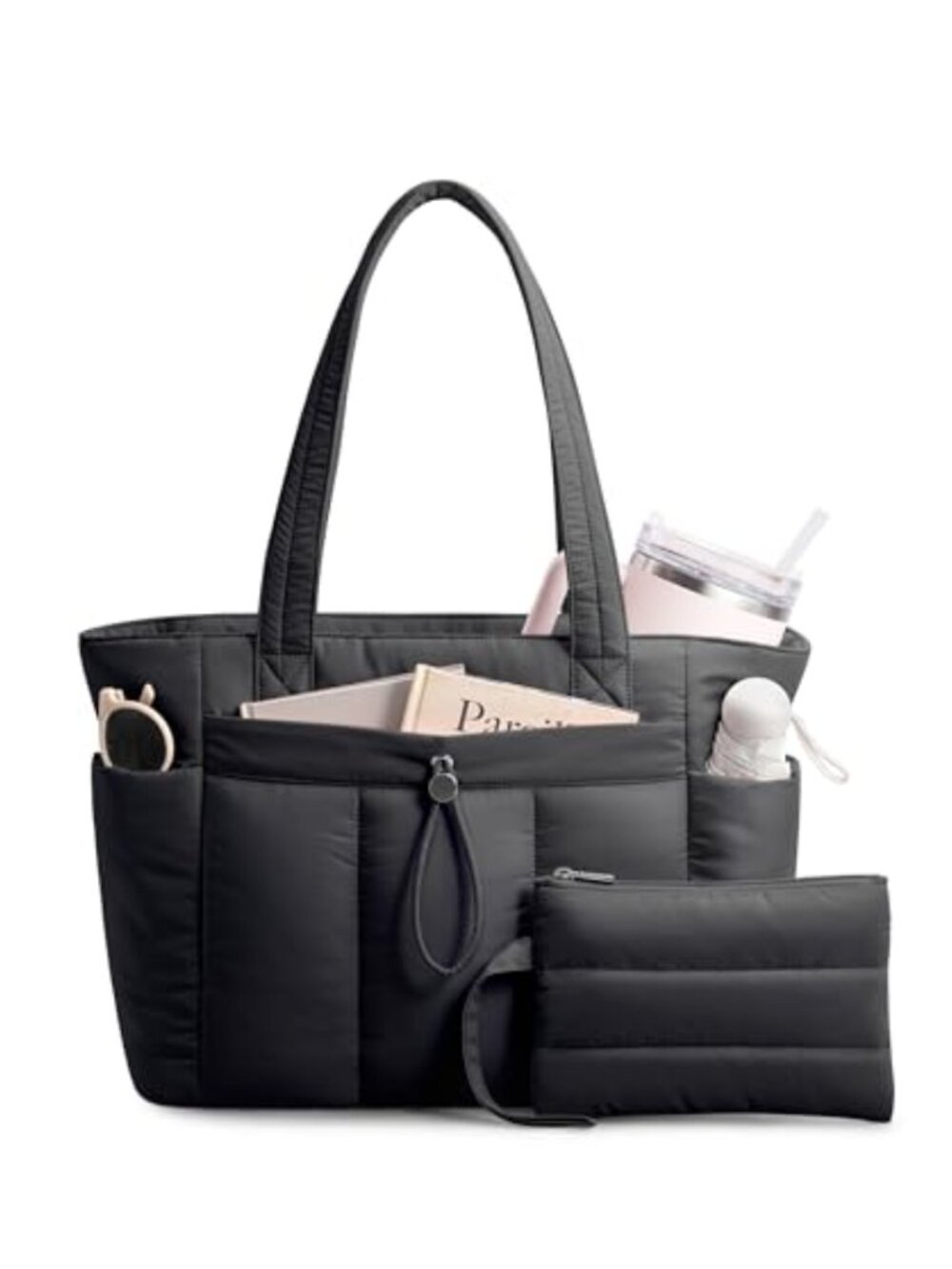 TOPDesign Puffy Tote Bag Women 17" Laptop Cup Holder Cosmetic Bag Trolley Sleeve